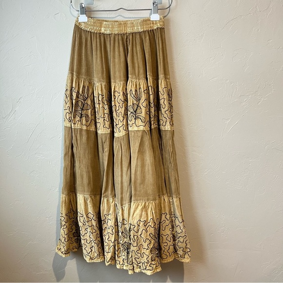 Fairy bohemian boho embroidered eccentric hippy maxi shirt set nature Lagenlook - Picture 13 of 16